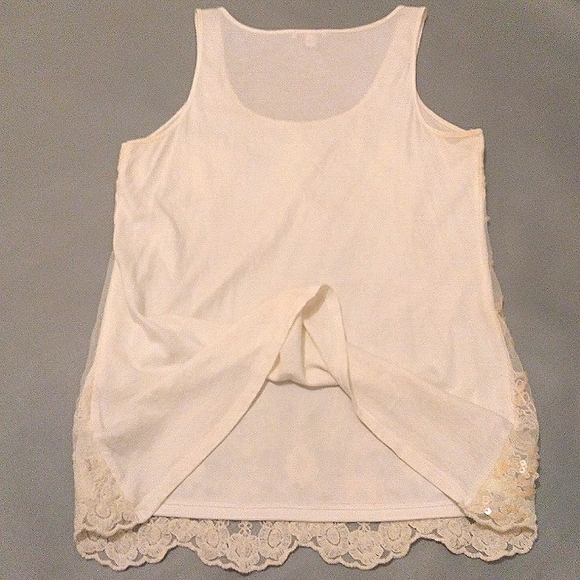 🎁 EXPRESS Vintage Top w/ Exquisite Front Overlay of Tulle, Sequins & Embroidery - Picture 10 of 14